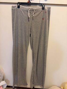 Juicy Couture Gray Boot Cut Sweatpants with Pink Heart Details